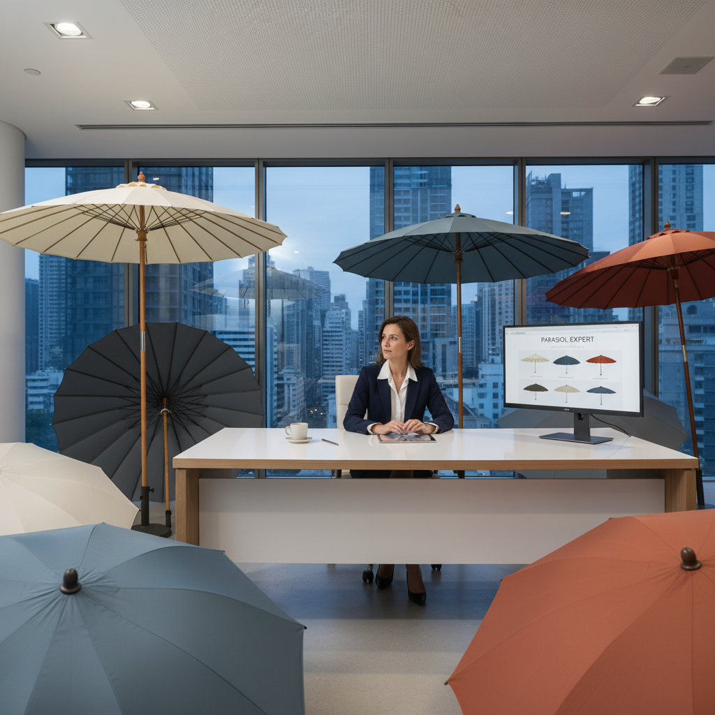 Expert parasol analysant différents modèles pour le guide français complet