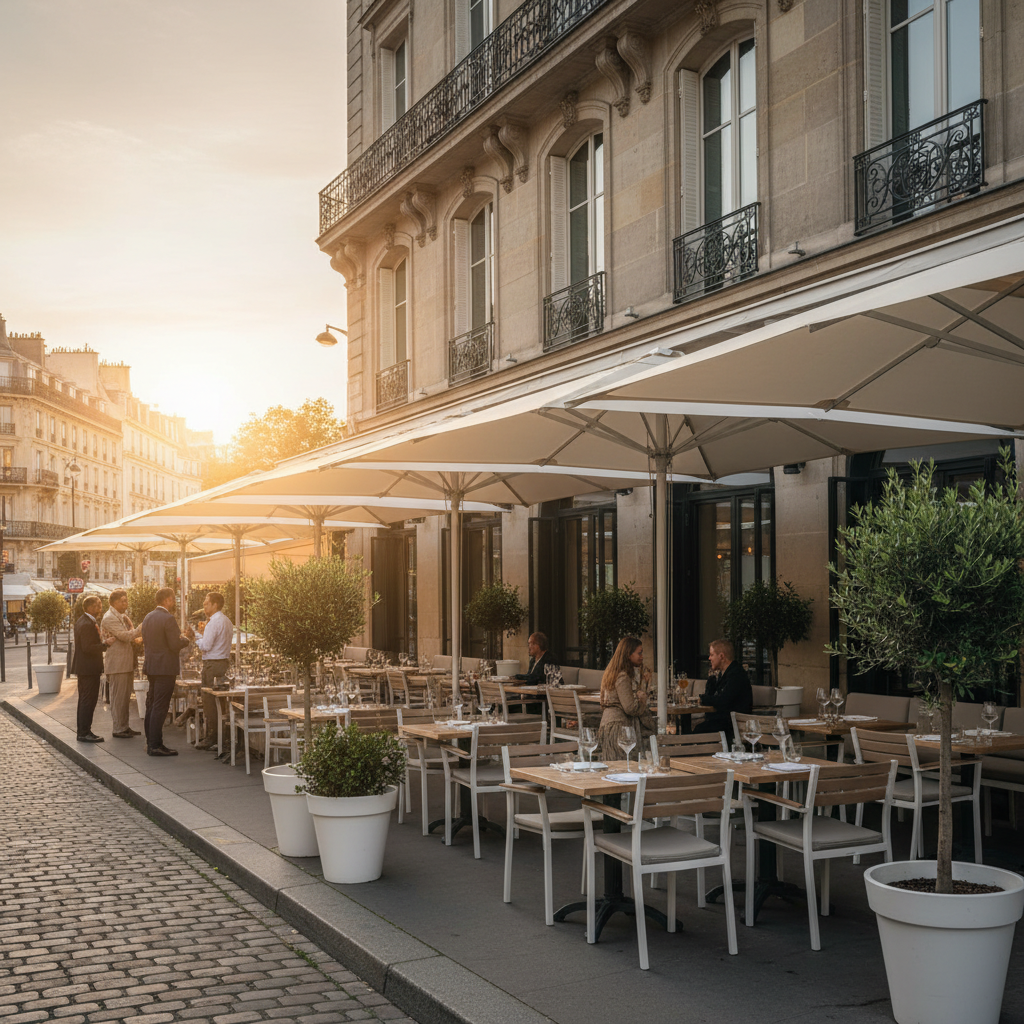 Parasols professionnels pour terrasse de restaurant français