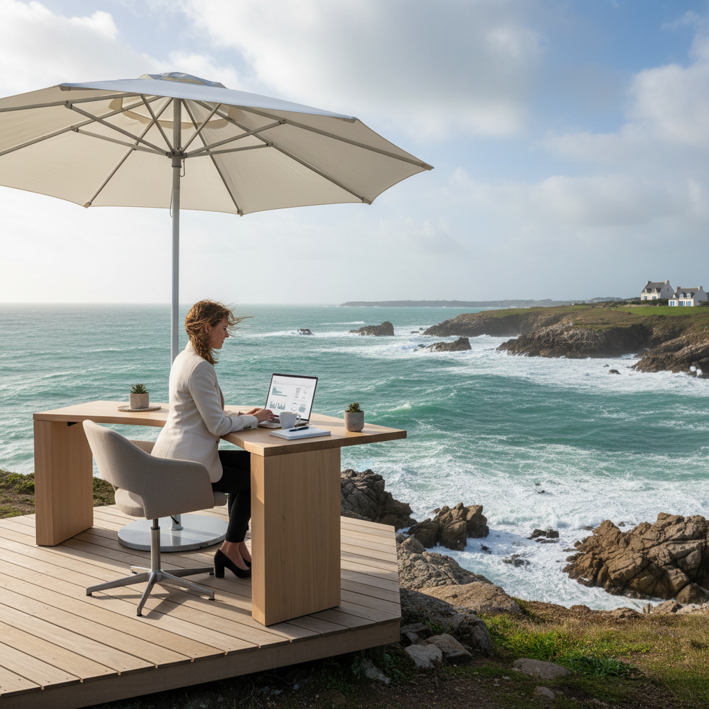 Parasol renforcé pour zone venteuse côte française